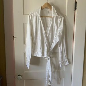 Banana Republic White Wrap Blouse L EUC
